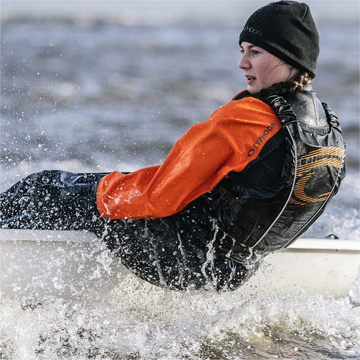 2024 Typhoon Womens Hendra Hinge Zip Drysuit 100185 - Orange / Navy